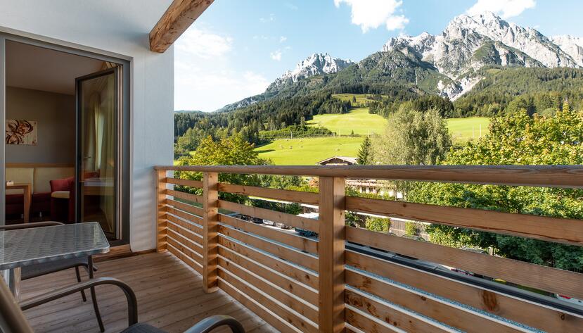 hotel balcony with mountain view