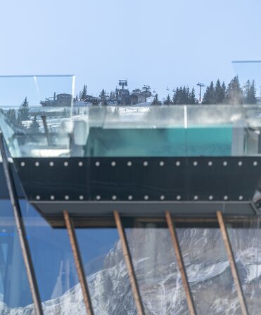 Infinity pool in winter near ski slope