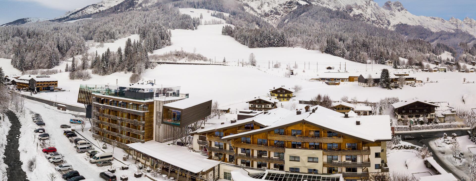 hotel in winter in the mountains