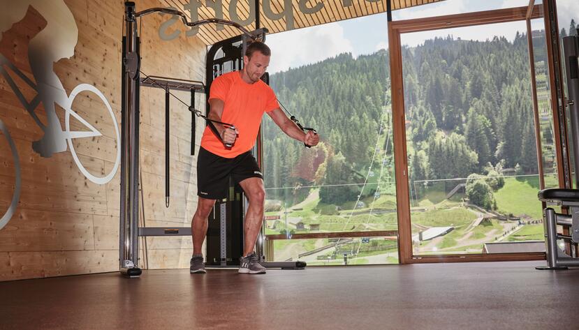 strength training in the hotel with fitness room