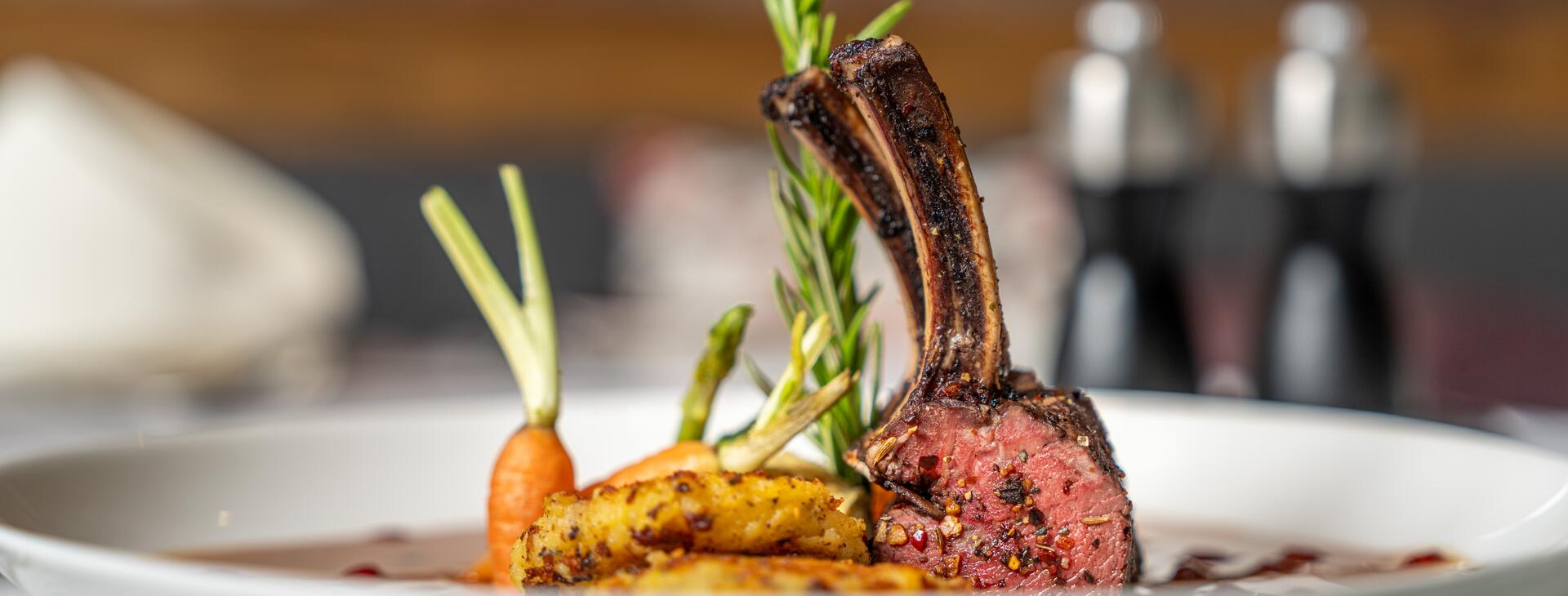Deliciously prepared lamb shank.
