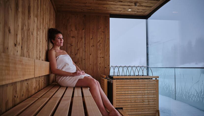 outdoor sauna in winter