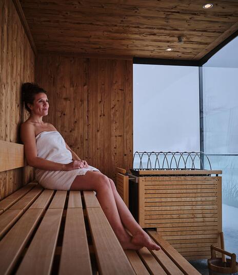 outdoor sauna in winter