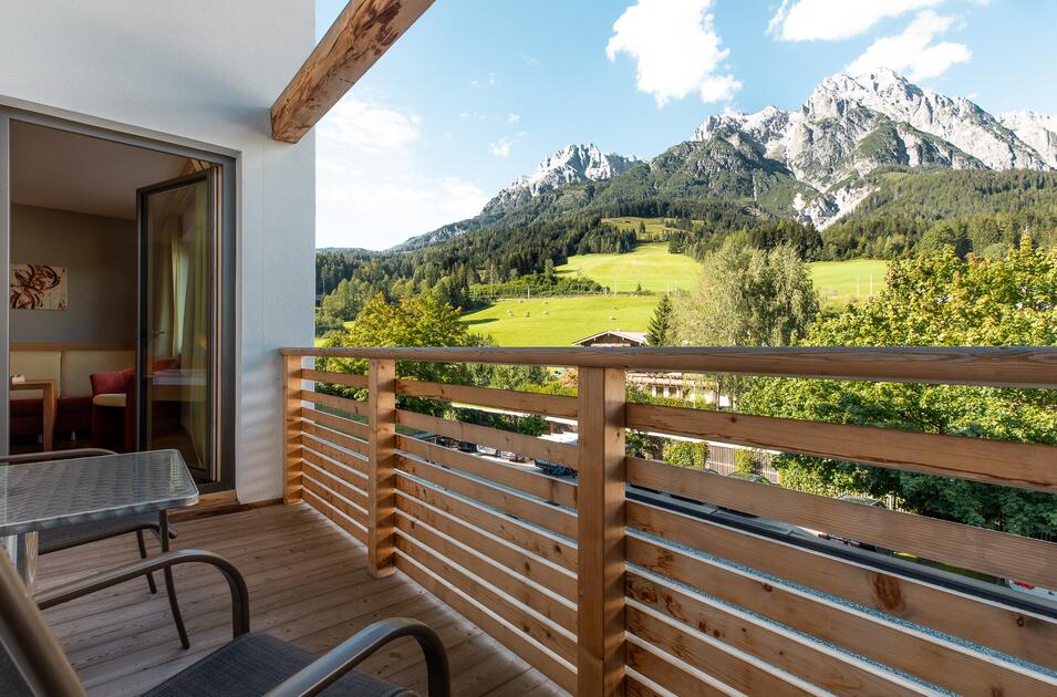 hotel balcony with mountain view