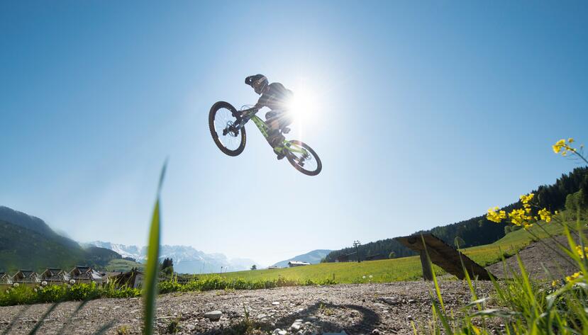 Mountain biker in bike park