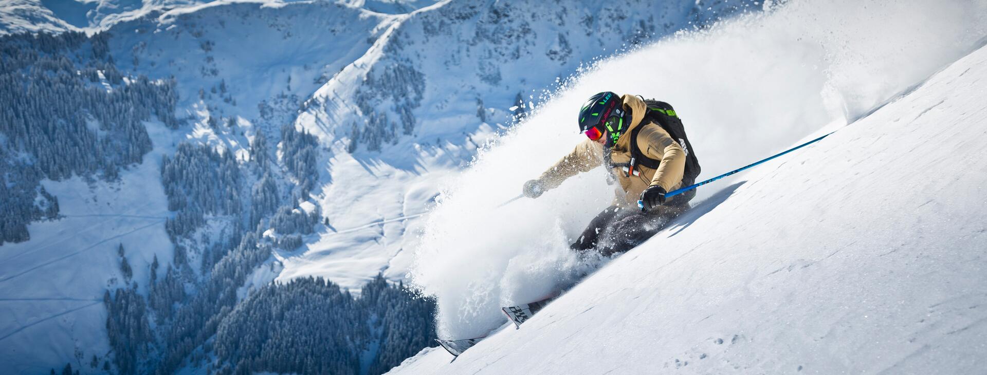 powder skiing on holiday